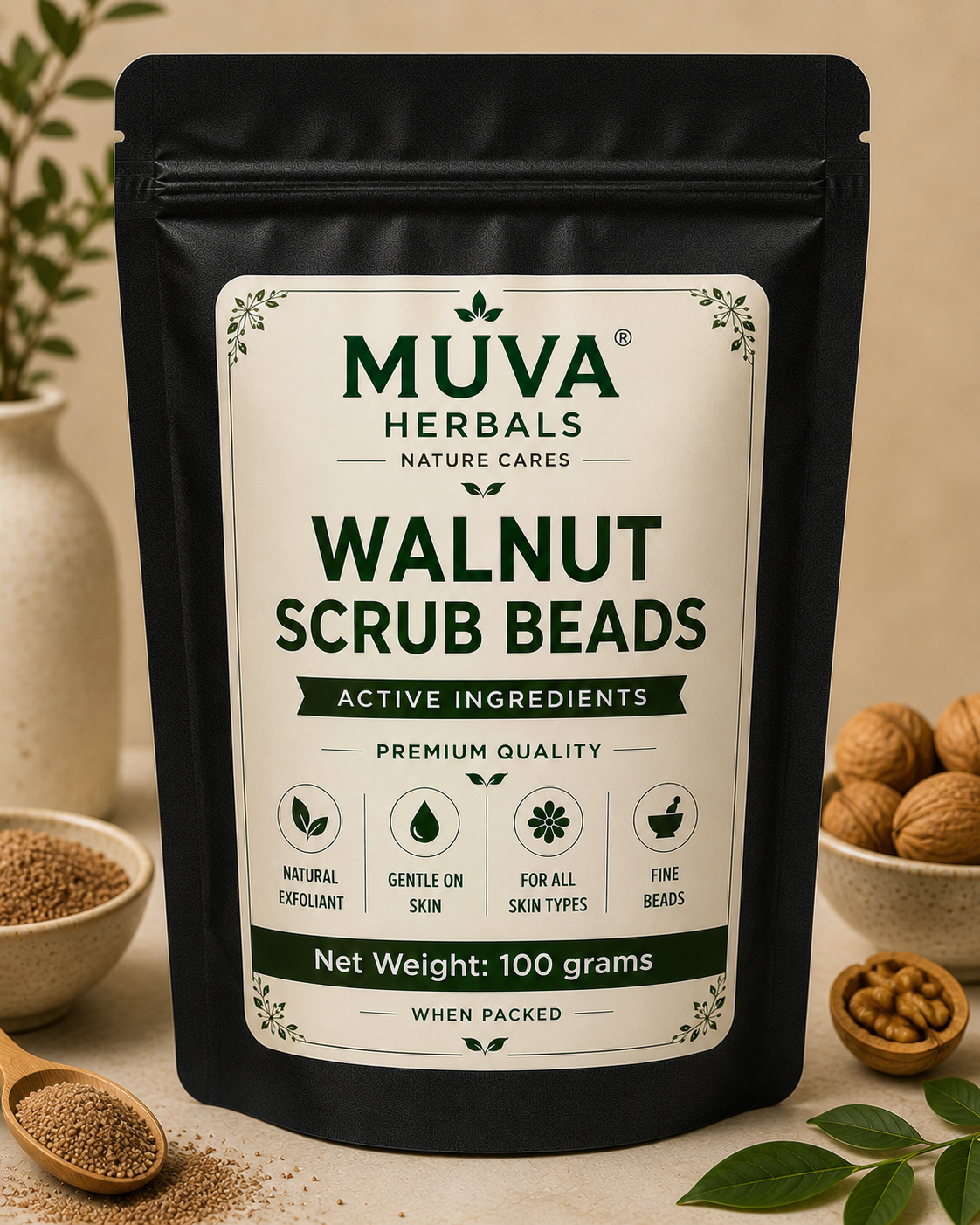 Walnut Scrub Beads
